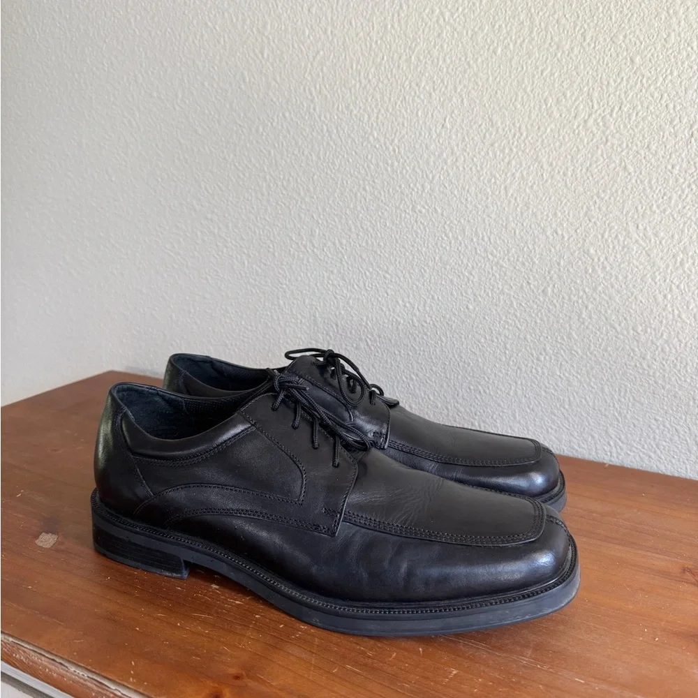 Nunn Bush Comfort Gel Black Leather Derby Shoes 12M Oxford Dress Business Office